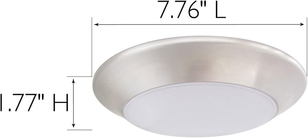 Prescott Integrated LED Ceiling Disk Light Indoor/Outdoor, Flush Mount, Dimmable, Satin Nickel