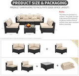 6-Piece Wicker Outdoor Patio Furniture Set | Khaki All-Weather Resistant for Patio, Garden & Porch