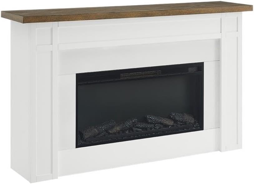 67.25" Freestanding Electric Fireplace with Wood Mantel, Realistic Flame and Log Display, Replaceable Heater Insert