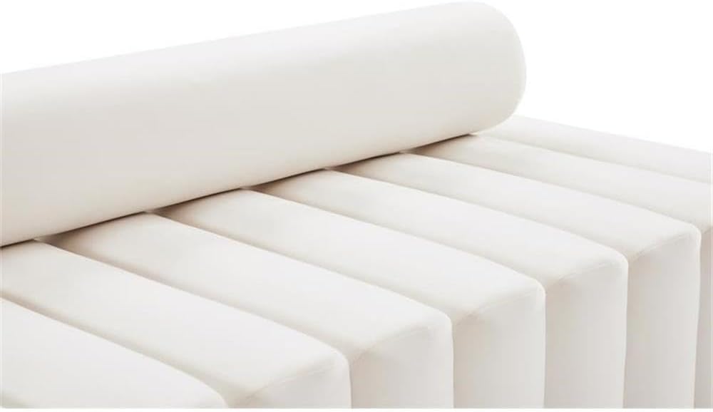 647Cream-L Melody Collection Modern | Contemporary Velvet Upholstered Loveseat with Deep Channel Tufting