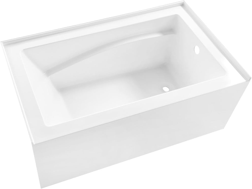VTAM5432R22D 54-Inch Anti-Skid Acrylic 3-Wall Alcove Tub with Right Hand Drain, Glossy White