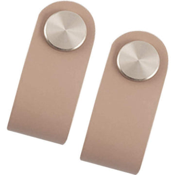 2Pcs Genuine Leather Dress Drawer Pull Loop Cupboard Handles Mordern Cabinet Knobs with Screws Kitchen Living Room