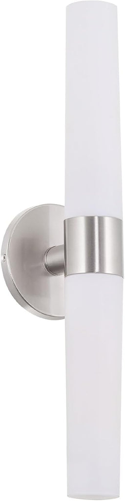 Duo 21" Modern Wall Sconce Bathroom Vanity Light, 2-Light | Frosted Glass Cylinder Shades, Classic Brushed Nickel