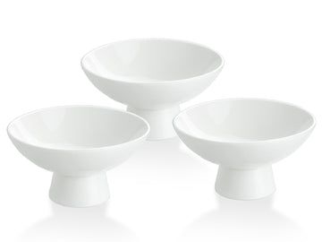 8oz Small Porcelain Footed Bowls, 5" White Pedestal Bowls for Nuts, Desserts, Ice Cream, Creme Brulee and Pudding