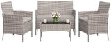 4-Piece PE Rattan Outdoor Patio Furniture Set - Conversation | All-Weather Resistant for Patio, Garden & Porch