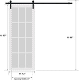 Quadro 4522 | Interior Single Sliding barn Door with Clear Glass, MDF, 42x80, Black, Modern Style | 
