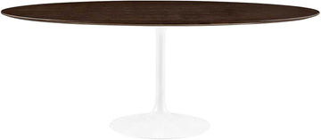 Inspired Saarinen Style Tulip Oval Pedestal Dining Table — White Cherry Walnut, 78″ Oval