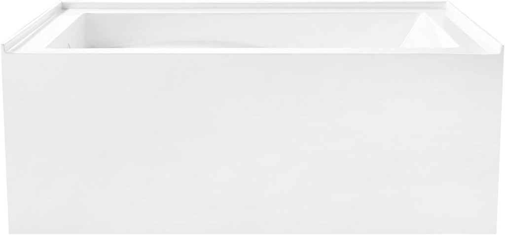 VTAM5432L22D 54-Inch Anti-Skid Acrylic 3-Wall Alcove Tub with Left Hand Drain, Glossy White