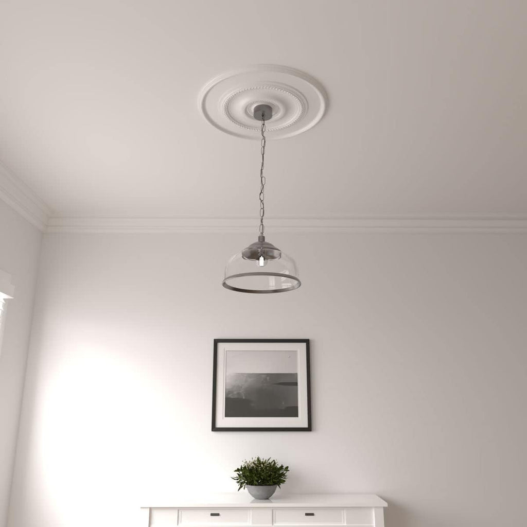 Traditional Reece Ceiling Medallion, 24 3/8"OD x 1 1/8"P (Fits Canopies up to 5 7/8"), Factory Primed
