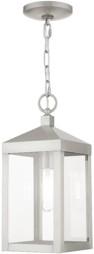 1 Light Brushed Nickel Outdoor Pendant Lantern
