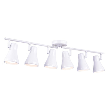 Foldable Track Lighting Fixtures, 6 Way Pivot Shade Ceiling LED Lights,Modern White Rotatable Bar Spotlight Island