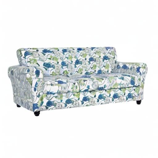Stretch Sofa Cover Printed Couch Cover, Floral Pattern 4 Pieces Sofa Slipcover with 3 Separate Cushion Cover