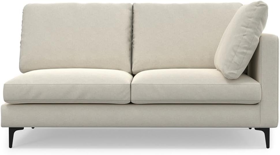 Corner Sectional Sofa, 102 in Wide, Cream Performance Fabric, Mid-Century Modern, Metal Legs, Seats 5