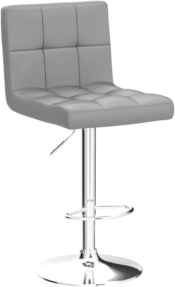 Bar Stools Set of 4, PU Leather Adjustable Barstools, Modern Counter Stools with Back and Footrest, Counter Height