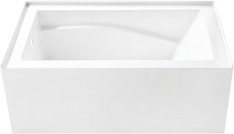 VTAM5432L22D 54-Inch Anti-Skid Acrylic 3-Wall Alcove Tub with Left Hand Drain, Glossy White