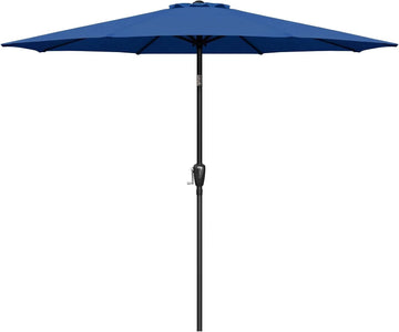 9' Patio Umbrella Outdoor Table Market Yard Umbrella with Push Button Tilt/Crank - Blue