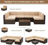 7-Piece PE Rattan Outdoor Patio Furniture Set | Brown for Patio, Garden & Porch