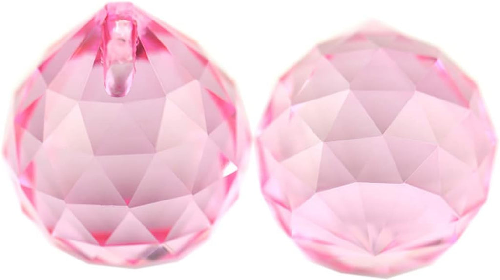 10pcs 40mm Crystal Suncatcher Prism Ball Rainbow Hanging Pendants Maker with Hole for Chandelier Feng Shui Window, Pink
