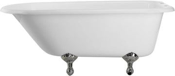Heritage 54 Inch Cast Iron Clawfoot Tub and Shower Package - White/Chrome Feet & Fixtures