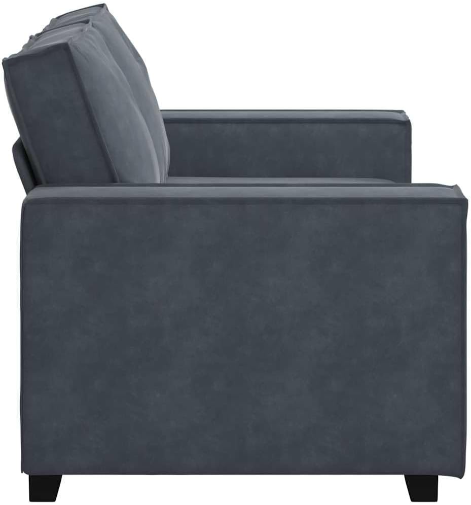 47.2 Inch Velvet 2-Seater Sofa Dark Gray, Upholstered Small Sofa with Wide Armrests , Sturdy Wood and Metal Frame