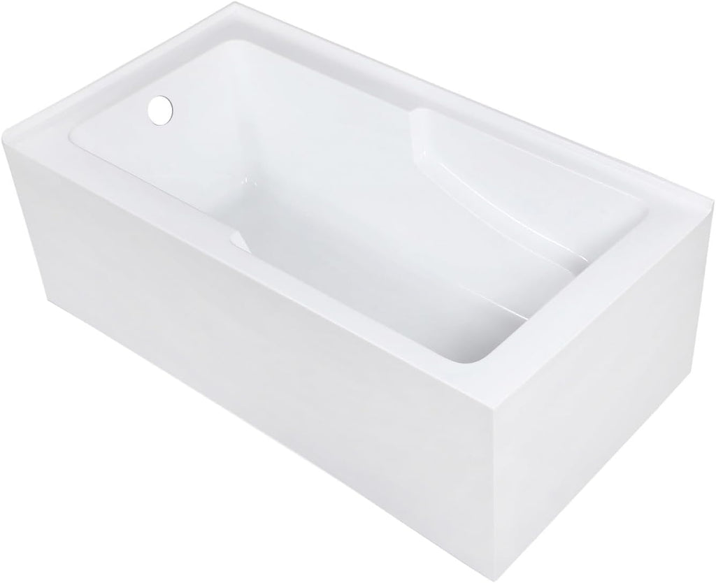 VTAM6032L22S 60-Inch Acrylic 2-Wall Corner Alcove Tub with Corner Apron, Left Hand Drain Hole, White