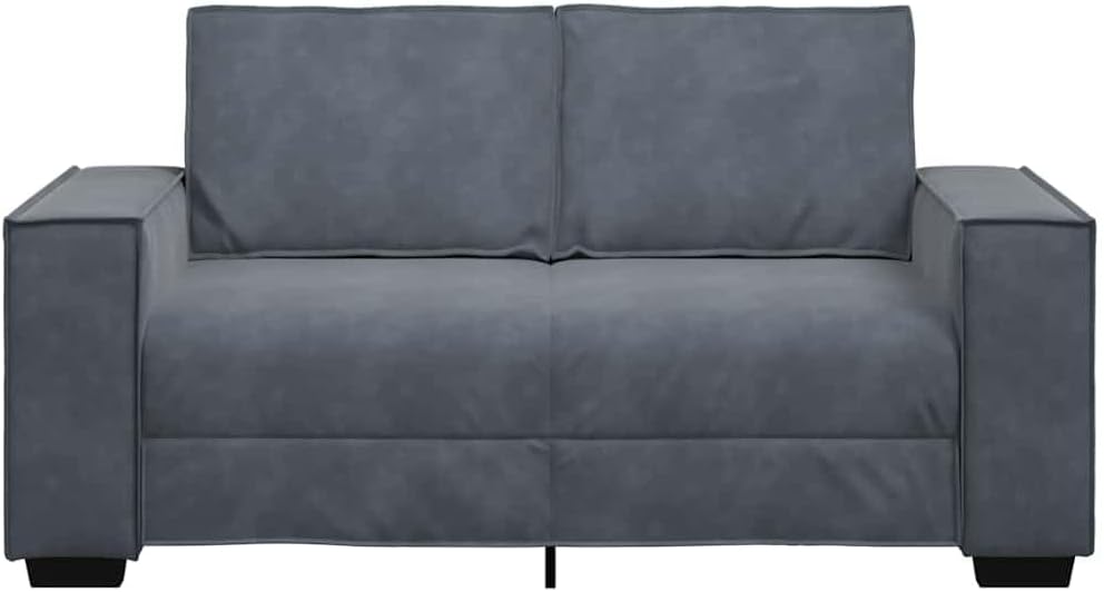 47.2 Inch Velvet 2-Seater Sofa Dark Gray, Upholstered Small Sofa with Wide Armrests , Sturdy Wood and Metal Frame