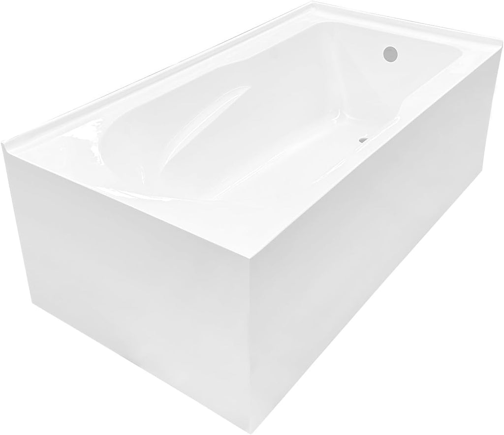 VTAM6032R21TS 60-Inch Acrylic 2-Wall Corner Alcove Tub with Right Hand Drain, White