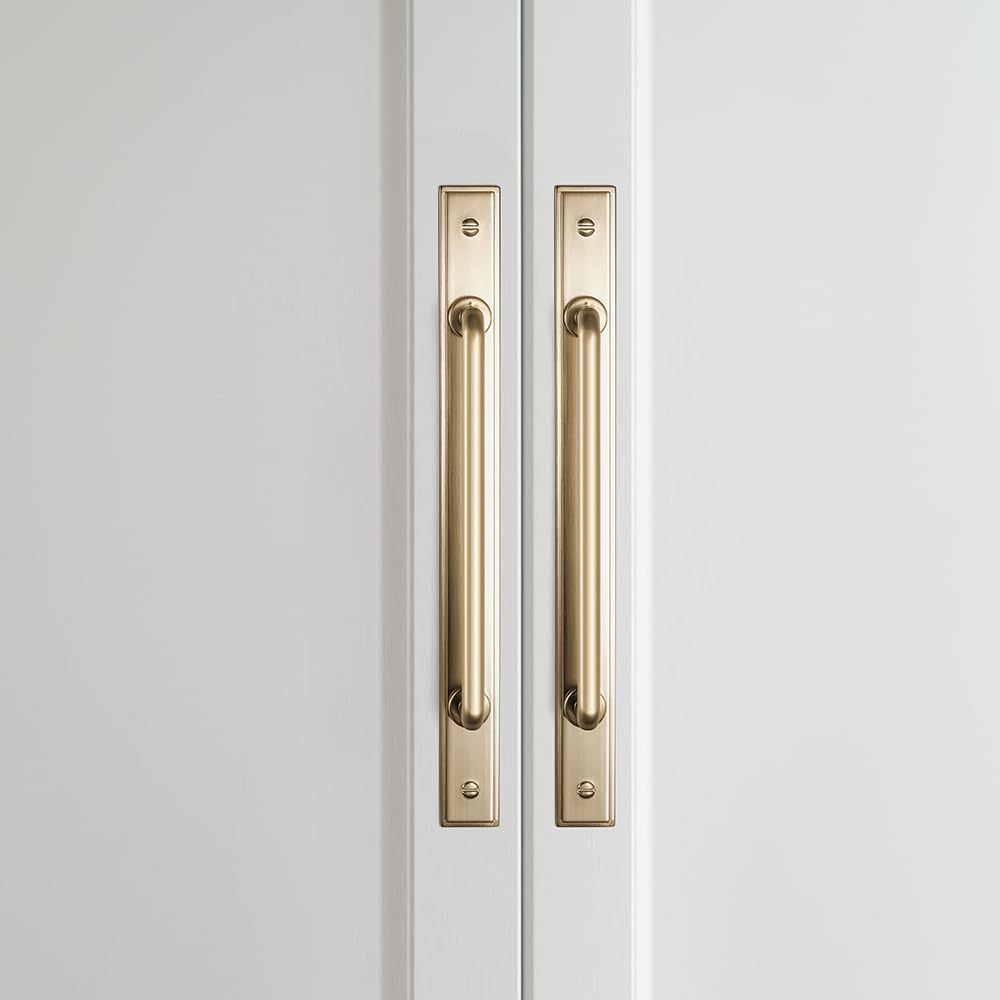 2 Pack 5'' Center to Center Champagne Bronze Cabinet Bar Pulls with Demi-Plaquette Backplate Modern Drawer Handles