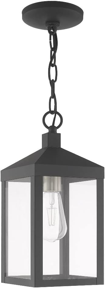 1 Light Brushed Nickel Outdoor Pendant Lantern