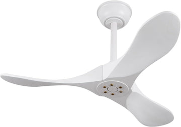 Inspired Maverick Style 36 Inch Solid Wood Ceiling Fan with Remote,White Ceiling Fan no Light,6 Speeds,Noiseless,Reversible DC Motor,Modern Ceiling Fans without Lights for Outdoor Indoor Bedroom Farmhouse,Patios