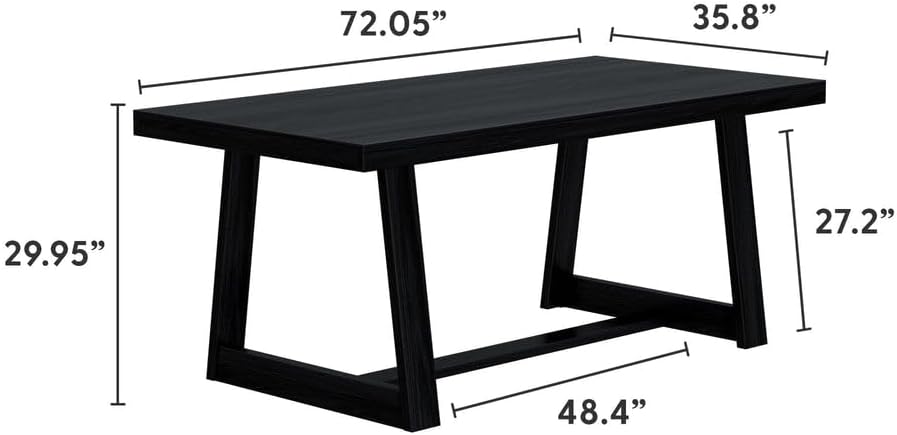 72 Inch Farmhouse Dining Table, Solid Wood Rustic Kitchen Table, Large Wooden Rectangular Dinner Table for Dining