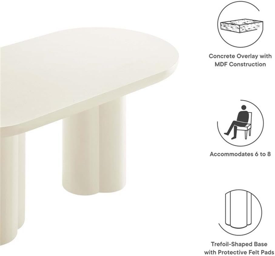 EEI-6764-WHI Caspian 72" Oval Concrete Dining Table, White