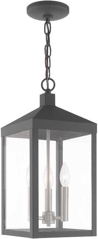 3 Light Antique Brass Outdoor Pendant Lantern