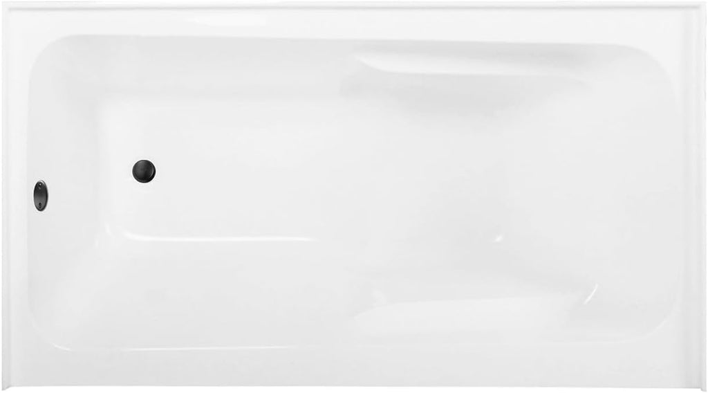 CVTAP543023L0 54" Acrylic Rectangular 3-Wall Alcove Tub with Armrests, Left Hand Drain, Glossy White/Matte Black