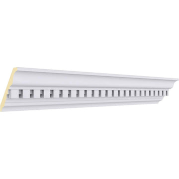 Dentil Crown Moulding, 2 3/4"H x 2 3/4"P x 3 7/8"F x 94 1/2"L, Factory Primed (8-Pack)
