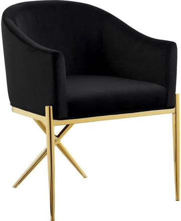 Modern, Contemporary Velvet Upholstered Dining Chair with Sturdy Steel X Shaped Legs, Solid Back