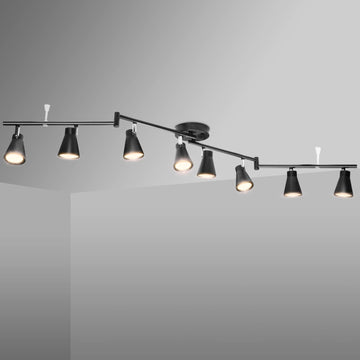 Flexible Track Lighting Fixture, Foldable Ceiling Spot Light with Adjustable 8 Light Heads, GU10 Track Light Kit