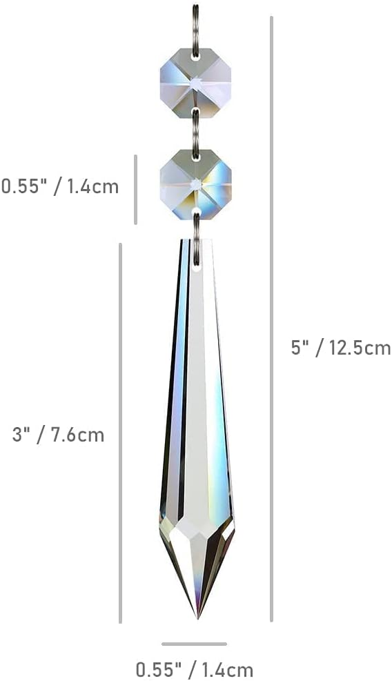 20pcs 76mm Chandelier Crystals Icicle Prisms Replacement Parts - Hanging Crystals Drop Glass Beads for Chandeliers