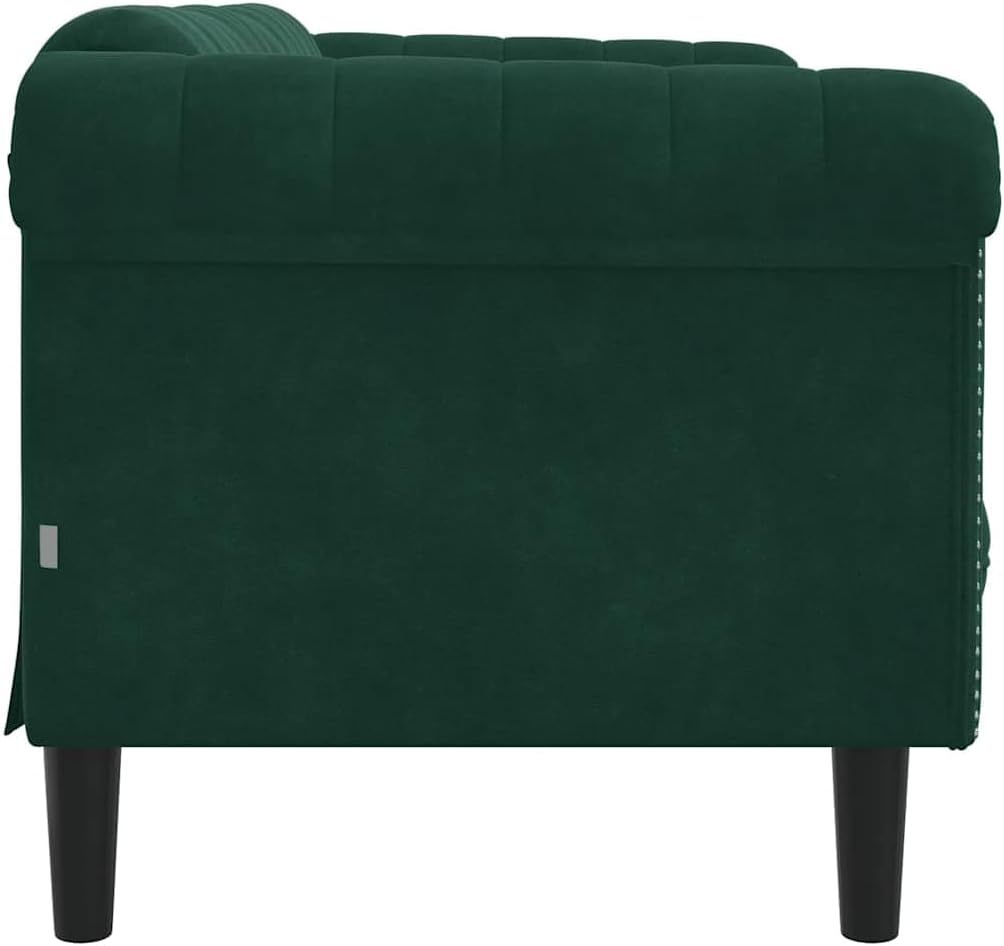 Dark Green Velvet 2-Seater Sofa with Thick Padding, Sturdy Legs, and Modern Design