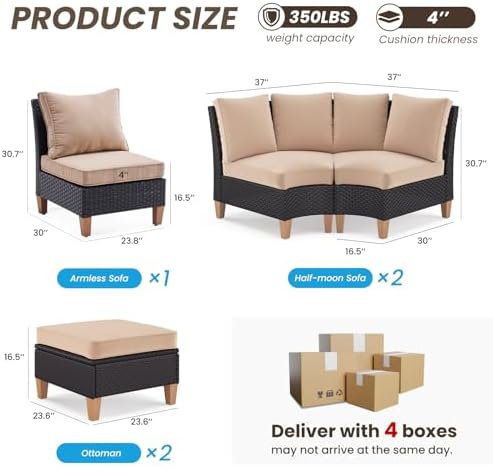 7-Piece Wicker Outdoor Patio Furniture Set - Conversation | All-Weather Resistant for Backyard, Garden & Porch