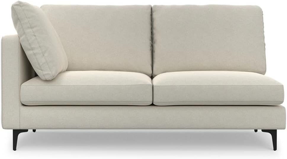 Corner Sectional Sofa, 102 in Wide, Cream Performance Fabric, Mid-Century Modern, Metal Legs, Seats 5
