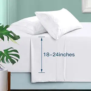 Extra Deep Pocket King Sheets, Pure White Microfiber, 4 Piece