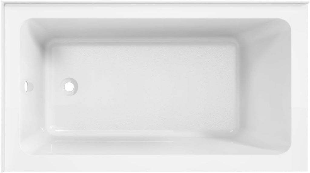 VTAP5430L22TS 54-Inch Acrylic 2-Wall Corner Alcove Tub with Left Hand Drain, White