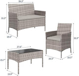 4-Piece PE Rattan Outdoor Patio Furniture Set - Conversation | All-Weather Resistant for Patio, Garden & Porch