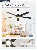 60" Ceiling Fan with LED Light and Remote - Black