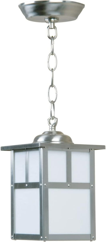 Mission Outdoor Ceiling Pendant Lighting, 1-Light, 60 Watts, Stainless Steel (6" W x 10" H)