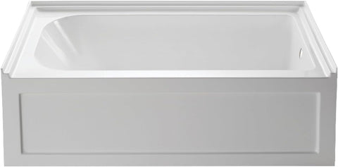 VTAP6032R21A 60-Inch Anti-Skid Acrylic 3-Wall Alcove Tub with Right Hand Drain Hole, White