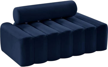 647Navy-L Melody Collection Modern | Contemporary Velvet Upholstered Loveseat with Deep Channel Tufting