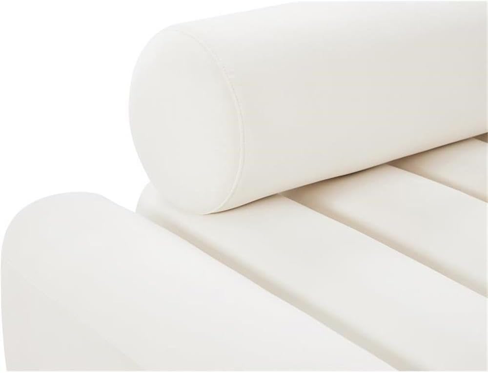 647Cream-L Melody Collection Modern | Contemporary Velvet Upholstered Loveseat with Deep Channel Tufting
