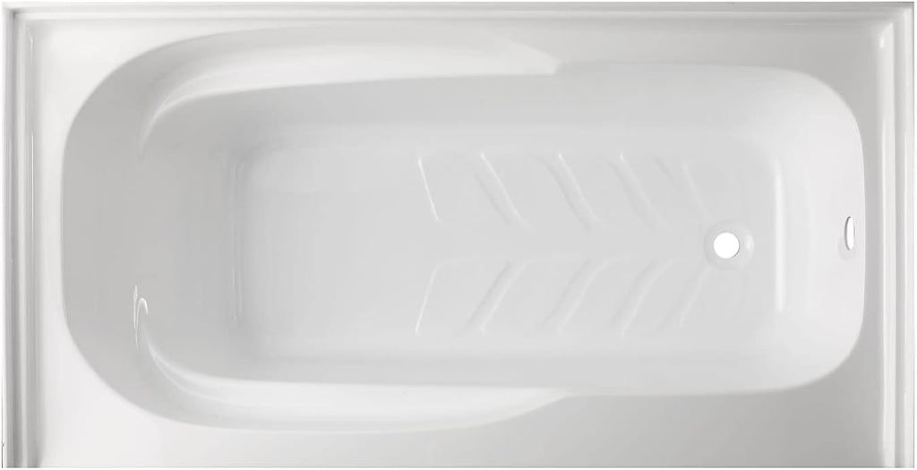VTAM6031R21B 60-Inch Anti-Skid Acrylic 3-Wall Alcove Tub with Right Hand Drain Hole, White